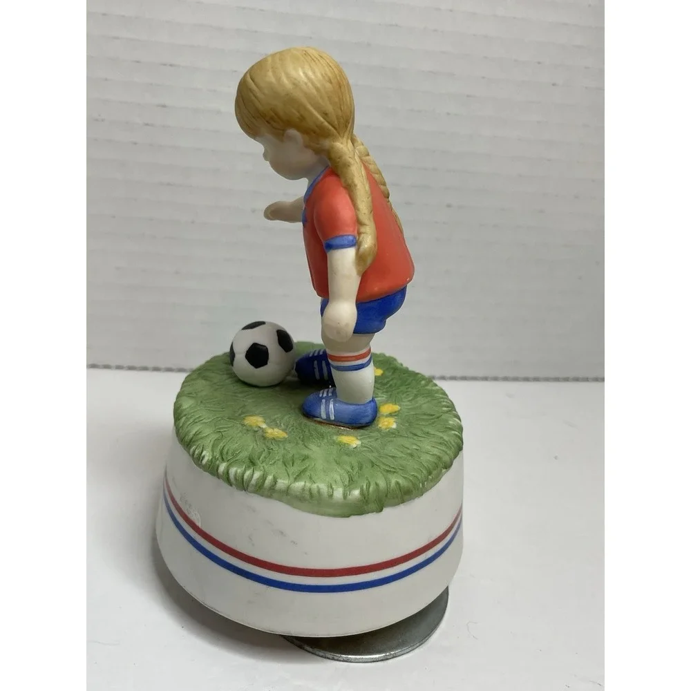 Music Box Company Playmate Soccer  Football Girl Musical Figurine San Francisco